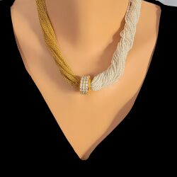 22K Gold Pearl Foope Chain Necklace - Nusrettaki