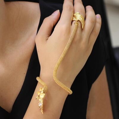 22K Gold Ring Bracelet with Eagle - 1