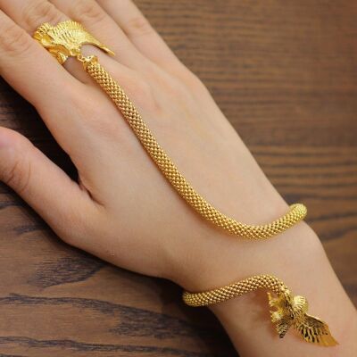 22K Gold Ring Bracelet with Eagle - 2