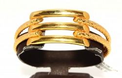 22K Gold Snake Skin Patterned Bar Bangle Bracelet - 5