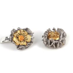 22K Gold Tulle Daisy Stud Earrings - Nusrettaki (1)