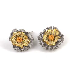 22K Gold Tulle Daisy Stud Earrings - Nusrettaki