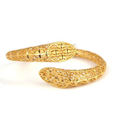 22K Gold Twins Stars Bangle Bracelet - 4