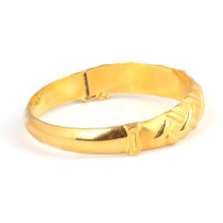 22K Gold X's Design Hinged Bangle Bracelet - 3