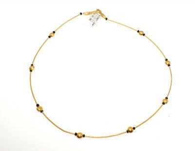 24K Gold Beads Strand Necklace with Sapphires - 3