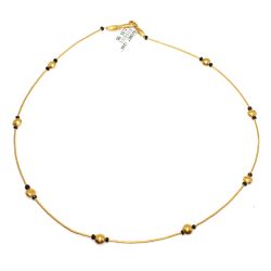 24K Gold Beads Strand Necklace with Sapphires - Nusrettaki