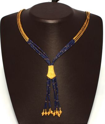 24K Gold & Lapis Tassel Necklace - 3