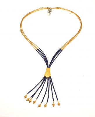 24K Gold & Lapis Tassel Necklace - 4