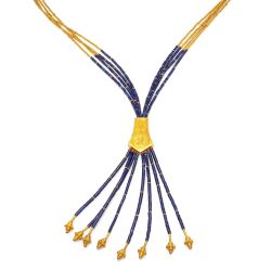 24K Gold & Lapis Tassel Necklace - Nusrettaki