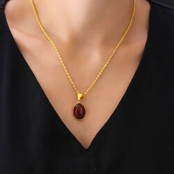 24K Gold Pendant with Agate - Nusrettaki