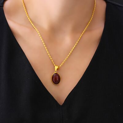 24K Gold Pendant with Agate - 1