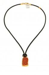 24K Gold Red Ceramic Pendant Necklace - 3