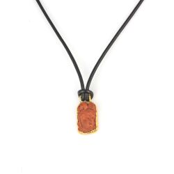 24K Gold Red Ceramic Pendant Necklace - 2