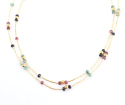 24K Gold Ruby, Emerald, Sapphire Tube Necklace - Nusrettaki (1)