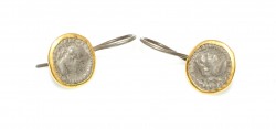 24K Gold & Silver Mix Trojan Soldier Drop Earrings - Nusrettaki