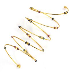 24K Gold Slip On Helix Bangle Bracelets - Nusrettaki