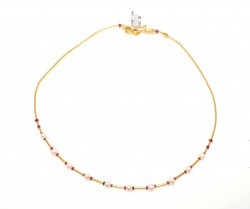 24K Gold Strand Dew Necklace with Pearls & Rubies - 3