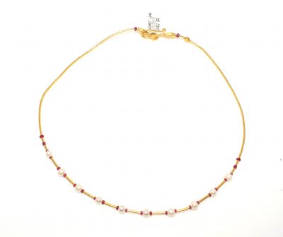 24K Gold Strand Dew Necklace with Pearls & Rubies - 3