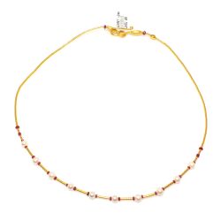 24K Gold Strand Dew Necklace with Pearls & Rubies - Nusrettaki