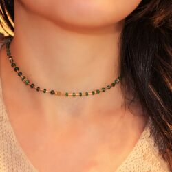 24K Gold Strand Necklace with Faceted Emeralds - Nusrettaki (1)