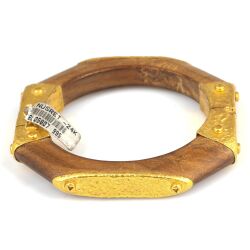 24K Gold & Wood Bangle Bracelet - Nusrettaki