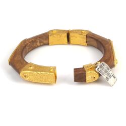 24K Gold & Wood Bangle Bracelet - Nusrettaki (1)