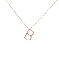 925 Sterling Silver B Letter Necklace - Nusrettaki (1)