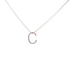 925 Sterling Silver C Letter Necklace - Nusrettaki (1)