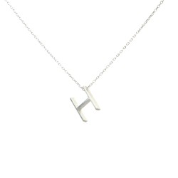 925 Sterling Silver H Letter Necklace - Nusrettaki