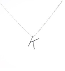 925 Sterling Silver K Letter Necklace - Nusrettaki