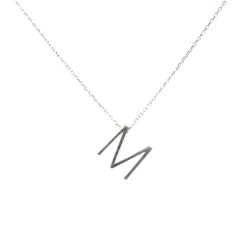 925 Sterling Silver M Letter Necklace - Nusrettaki