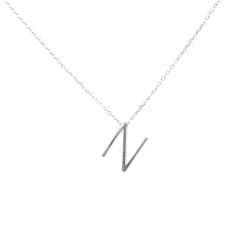 925 Sterling Silver N Letter Necklace - Nusrettaki (1)