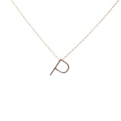 925 Sterling Silver P Letter Necklace - Nusrettaki (1)