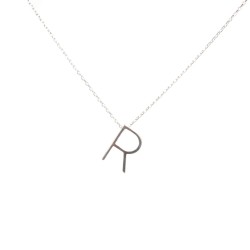 925 Sterling Silver R Letter Necklace - Nusrettaki