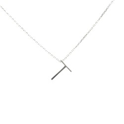 925 Sterling Silver T Letter Necklace - Nusrettaki