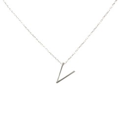 925 Sterling Silver V Letter Necklace - Nusrettaki (1)