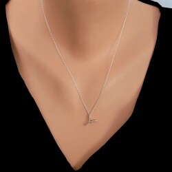 925 Sterling Silver Y Letter Necklace - Nusrettaki