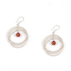 Three Hoop, Silver 925 Dangle Earrings - Nusrettaki