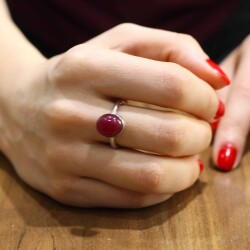 925 Sterling Silver Handcrafted Ring with Agate - Nusrettaki