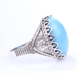 Sterling Silver Men Ring with Arizona Turquoise - Nusrettaki (1)