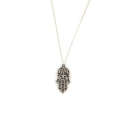 Silver Hamsa Faith Design Necklace - Nusrettaki (1)