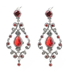 Silver Chandelier Design Earrings with Garnet - Nusrettaki (1)