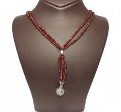 925 Sterling Silver Ball Necklace with Garnet - Nusrettaki (1)