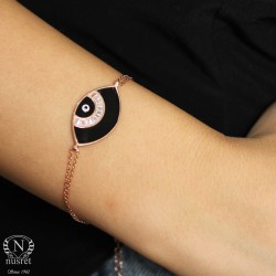 925 Sterling Silver Black Eye Model Bracelet - Nusrettaki