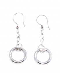 925 Sterling Silver Hoop Model Pendant Dangle Earrings - Nusrettaki