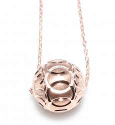 Sterling Silver Link Stripped Ball Necklace - Nusrettaki (1)