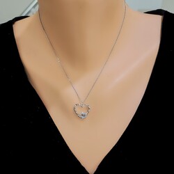 Sterling Silver Hand Carved Two Hearts Necklace - Nusrettaki