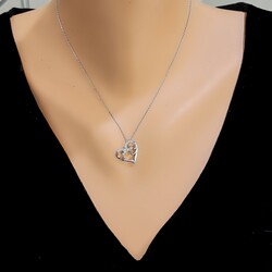 Sterling Silver Hand Carved Heart Necklace - Nusrettaki