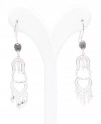 925 Silver Horseshoe & Heart Model Dangling Filigree Earrings - Nusrettaki (1)