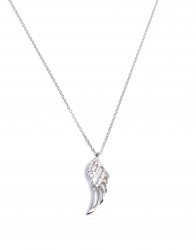 Silver Wing Necklace with White CZ - Nusrettaki (1)